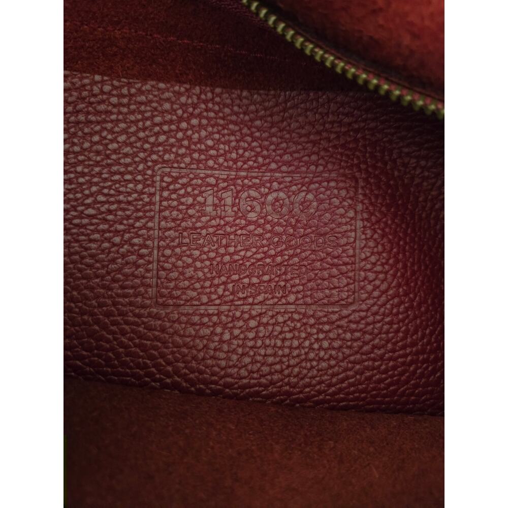 11600 Leather Goods Pebbled Crossbody Bag Burgundy Maroon Handcrafted In Spain - Picture 13 of 14
